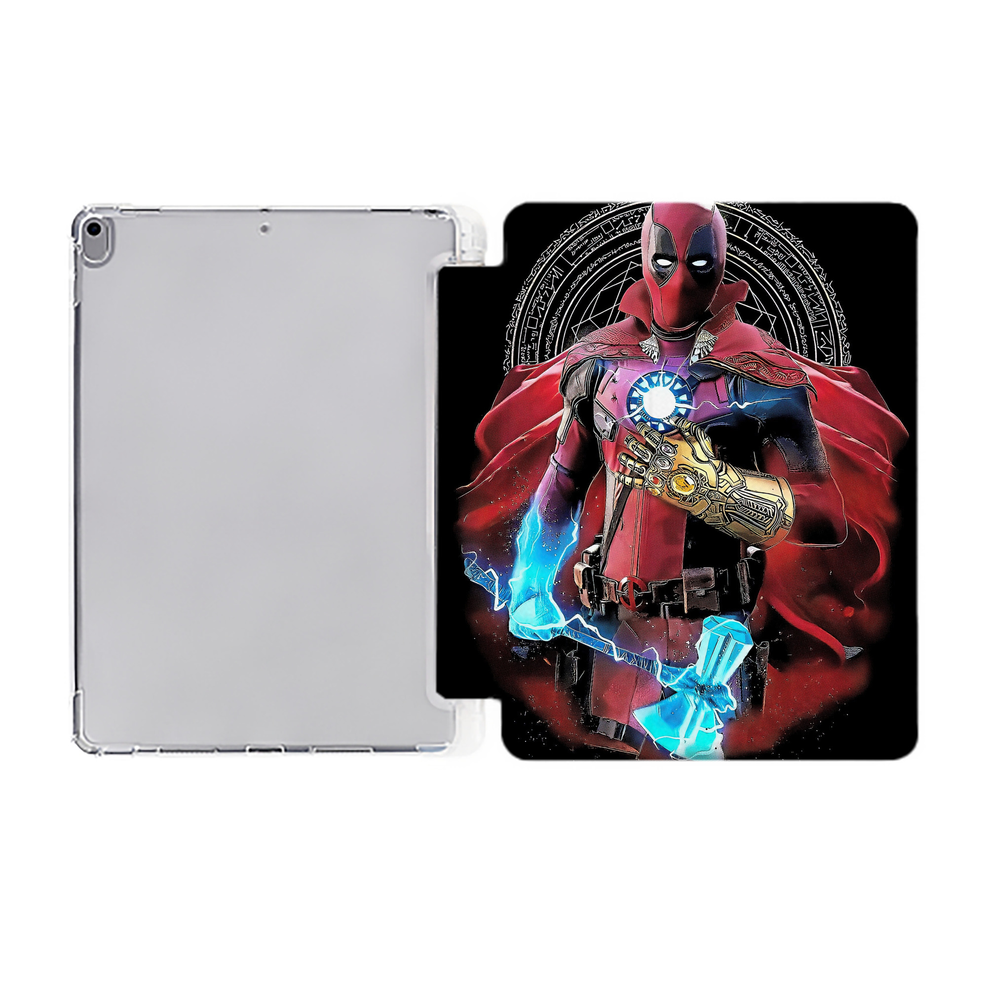 （画像用） Deadpool デッドプール IPad ケース ペン収納付き 三つ折りスタンド PUレザー×シリコン 対応機種9.5/10.5/10.9インチ